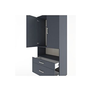 Hyperion Dolap 2 Raflı 2 Çekmeceli Tek Askılı 88x44x195 Antrasit-antrasit