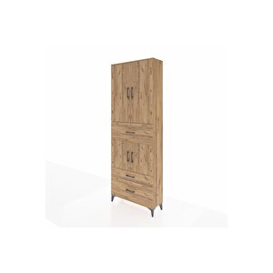 Arges Dolap 4 Raflı 3 Çekmeceli 4 Kapaklı 88x30x243 Çam-çam