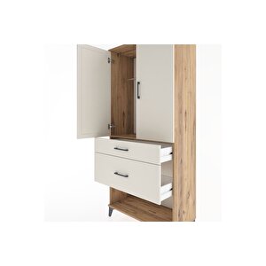 Hyperion Dolap Tek Raflı 2 Çekmeceli Tek Askılı 88x44x195 Çam-aytaşı