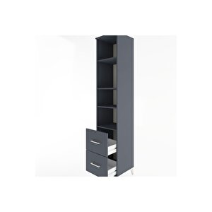 Hyperion Dolap 4 Raflı 2 Çekmeceli 44x44x221 Antrasit-antrasit
