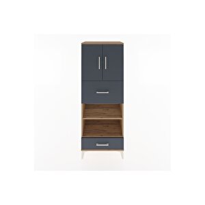 Hyperion Dolap 4 Raflı 2 Çekmeceli 2 Kapaklı 60x44x163 Çam-antrasit