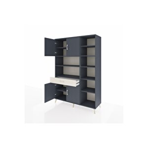 Hyperion Dolap 10 Raflı Tek Çekmeceli 4 Kapaklı 132x44x195 Antrasit-antrasit/aytaşı