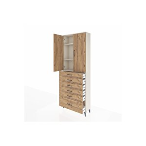 Arges Dolap 3 Raflı 6 Çekmeceli 2 Kapaklı 88x30x243 Aytaşı-çam