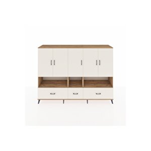 Hyperion Dolap 12 Raflı 3 Çekmeceli 5 Kapaklı 220x44x163 Çam-aytaşı