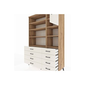 Hyperion Gardrop 8 Raflı 8 Çekmeceli Tek Kapaklı  132x44x195 Çam-aytaşı