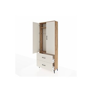 Arges Dolap 2 Raflı 2 Çekmeceli Tek Askılı 88x30x221 Çam-aytaşı