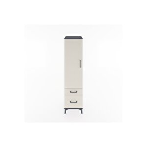 Hyperion Dolap 4 Raflı 2 Çekmeceli Tek Kapaklı 44x44x182 Antrasit-aytaşı