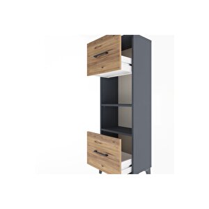 Arges Dolap 2 Raflı 2 Çekmeceli 44x30x134 Antrasit-çam