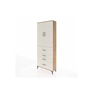Arges Dolap 3 Raflı 4 Çekmeceli 2 Kapaklı 88x30x221 Çam-aytaşı