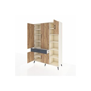 Hyperion Dolap 10 Raflı Tek Çekmeceli 5 Kapaklı 132x44x195 Aytaşı-çam/antrasit