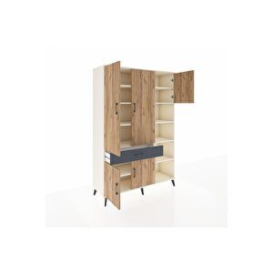 Hyperion Dolap 10 Raflı Tek Çekmeceli 5 Kapaklı 132x44x195 Aytaşı-çam/antrasit