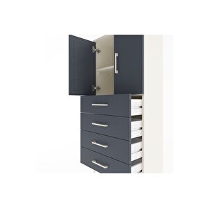 Arges Dolap 2 Raflı 4 Çekmeceli 2 Kapaklı 60x30x134 Aytaşı-antrasit