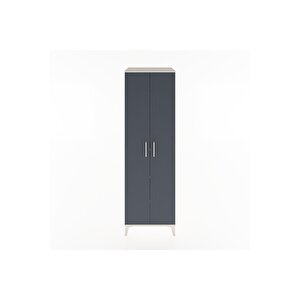 Hyperion Dolap 3 Raflı 2 Kapaklı Tek Askılı 60x44x195 Aytaşı-antrasit