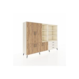 Hyperion Dolap 11 Raflı 3 Çekmeceli 5 Kapaklı 220x44x163 Aytaşı-çam/aytaşı