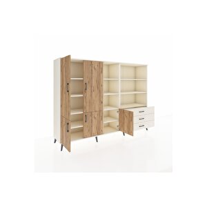 Hyperion Dolap 11 Raflı 3 Çekmeceli 5 Kapaklı 220x44x163 Aytaşı-çam/aytaşı