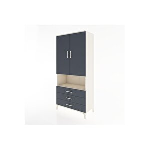 Hyperion Dolap 4 Raflı 3 Çekmeceli 2 Kapaklı 88x44x195 Aytaşı-antrasit