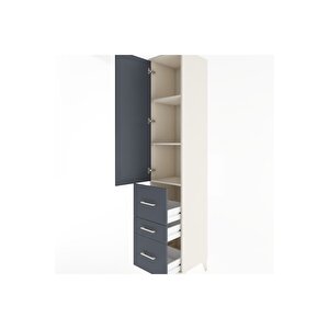 Hyperion Dolap 3 Raflı 3 Çekmeceli Tek Kapaklı 44x44x221 Aytaşı-antrasit