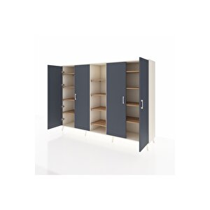 Hyperion Dolap 12 Raflı 4 Kapaklı 220x44x163 Aytaşı-antrasit/çam