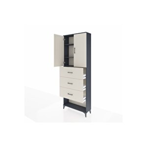 Arges Dolap 3 Raflı 3 Çekmeceli 2 Kapaklı 88x30x243 Antrasit-aytaşı
