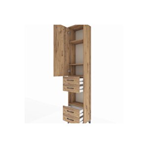 Arges Dolap 4 Raflı 4 Çekmeceli Tek Kapaklı 44x30x221 Çam-çam