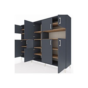 Hyperion Dolap 14 Raflı 10 Kapaklı 220x44x163 Antrasit-antrasit/çam