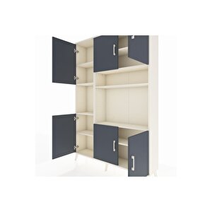 Arges Dolap 9 Raflı 6 Kapaklı 132x30x195 Aytaşı-antrasit/aytaşı