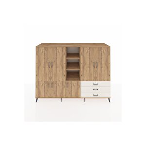 Kronos Dolap 11 Raflı 3 Çekmeceli 7 Kapaklı 220x59x163 Çam-çam/aytaşı