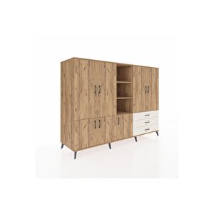 Kronos Dolap 11 Raflı 3 Çekmeceli 7 Kapaklı 220x59x163 Çam-çam/aytaşı