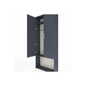 Arges Dolap 2 Raflı 2 Kapaklı Tek Askılı 88x30x221 Antrasit-antrasit