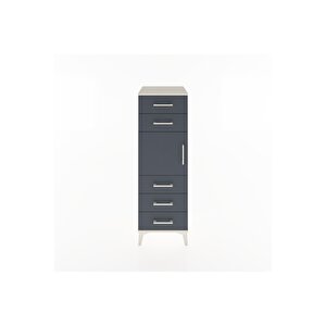 Hyperion Dolap Tek Raflı 5 Çekmeceli Tek Kapaklı 44x44x134 Aytaşı-antrasit