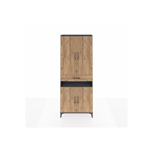 Arges Dolap 5 Raflı Tek Çekmeceli 4 Kapaklı 88x30x221 Antrasit-çam