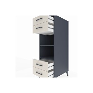 Kronos Dolap 2 Raflı 4 Çekmeceli 44x59x134 Antrasit-aytaşı