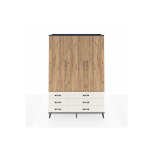 Hyperion Dolap 5 Raflı 6 Çekmeceli Tek Askılı 132x44x195 Antrasit-çam/aytaşı