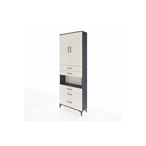 Arges Dolap 4 Raflı 5 Çekmeceli 2 Kapaklı 88x30x243 Antrasit-aytaşı