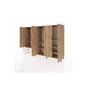 Hyperion Dolap 12 Raflı 2 Çekmeceli 7 Kapaklı 220x44x163 Çam-çam/aytaşı