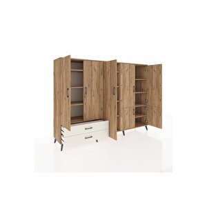 Hyperion Dolap 12 Raflı 2 Çekmeceli 7 Kapaklı 220x44x163 Çam-çam/aytaşı