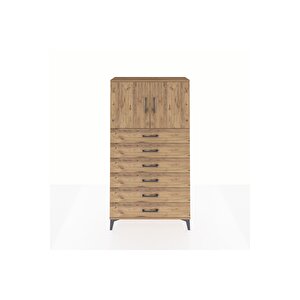 Arges Dolap 2 Raflı 6 Çekmeceli 2 Kapaklı 88x30x163 Çam-çam