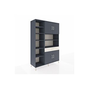 Hyperion Dolap 10 Raflı Tek Çekmeceli 4 Kapaklı 132x44x195 Antrasit-antrasit/aytaşı