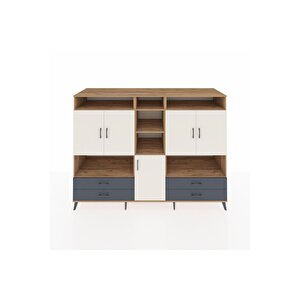 Kronos Dolap 12 Raflı 4 Çekmeceli 5 Kapaklı 220x59x163 Çam-aytaşı/antrasit