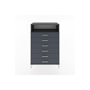 Hyperion Dolap Tek Raflı 6 Çekmeceli 88x44x134 Antrasit-antrasit