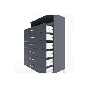 Hyperion Dolap Tek Raflı 6 Çekmeceli 88x44x134 Antrasit-antrasit