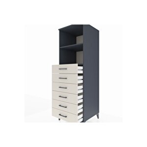 Kronos Dolap 2 Raflı 6 Çekmeceli 60x59x182 Antrasit-aytaşı