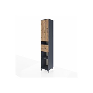 Hyperion Dolap 5 Raflı Tek Çekmeceli Tek Kapaklı 44x44x243 Antrasit-çam