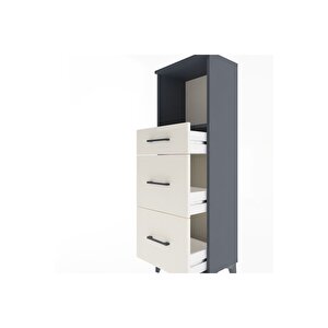 Arges Dolap Tek Raflı 3 Çekmeceli 44x30x134 Antrasit-aytaşı