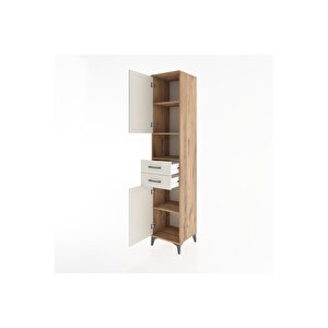 Hyperion Dolap 4 Raflı 2 Çekmeceli 2 Kapaklı 44x44x221 Çam-aytaşı