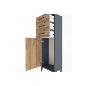 Arges Dolap 3 Çekmeceli Tek Kapaklı 44x30x134 Antrasit-çam