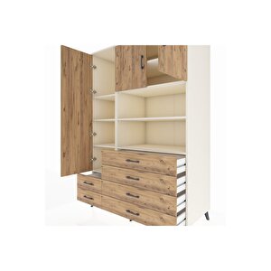 Kronos Dolap 8 Raflı 6 Çekmeceli 3 Kapaklı 132x59x195 Aytaşı-çam/çam