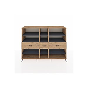 Kronos Dolap 9 Raflı 3 Çekmeceli  220x59x163 Çam-antrasit/çam