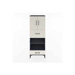Hyperion Dolap 4 Raflı 2 Çekmeceli 2 Kapaklı 60x44x163 Antrasit-aytaşı