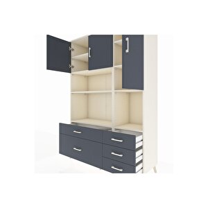 Hyperion Gardrop 8 Raflı 5 Çekmeceli 3 Kapaklı 132x44x195 Aytaşı-antrasit